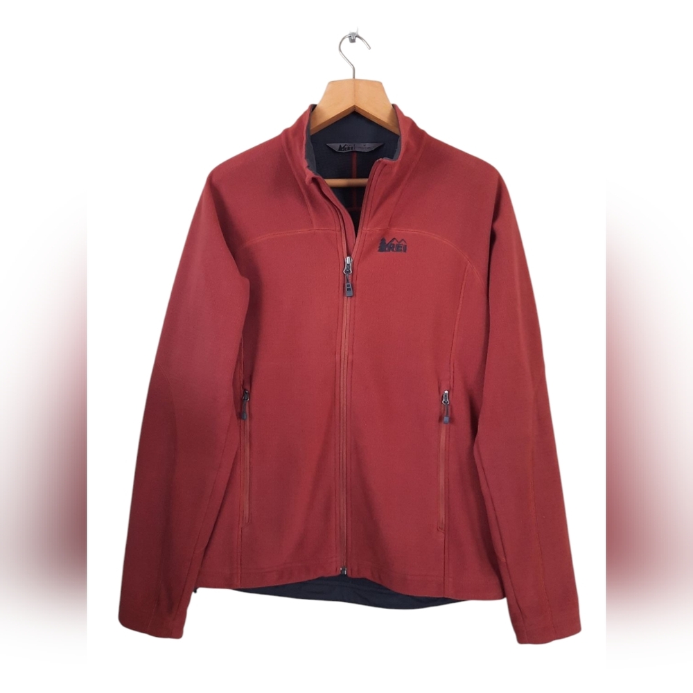 REI Rust & Gray Zip Up Sweater